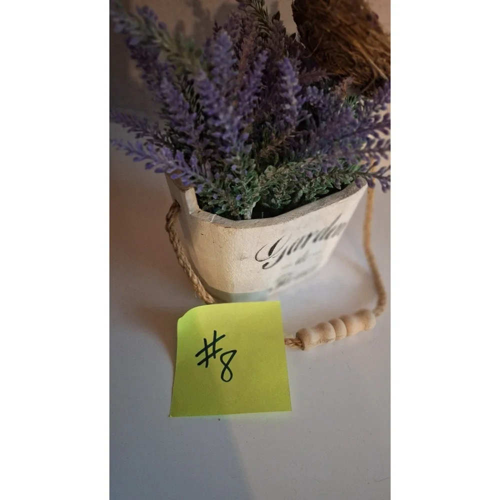 LAVENDER FLORAL ARRANGEMENT FAUX FLOWERS BIRD NEST CERAMIC PLANTER DECOR